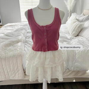 forever 21 button down waffle print crop top